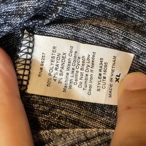 Perception Concept Womens Gray & Black Space Dye 3/4 Sleeve Top Size XL - Picture 5 of 11